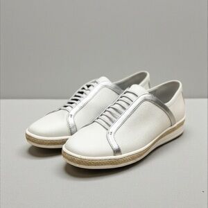 Aerosoles Silver Metallic Slip-On Comfort Sneakers | Espadrille Trim | Size 8.5